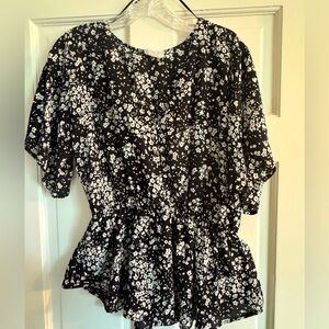 Black & white floral blouse